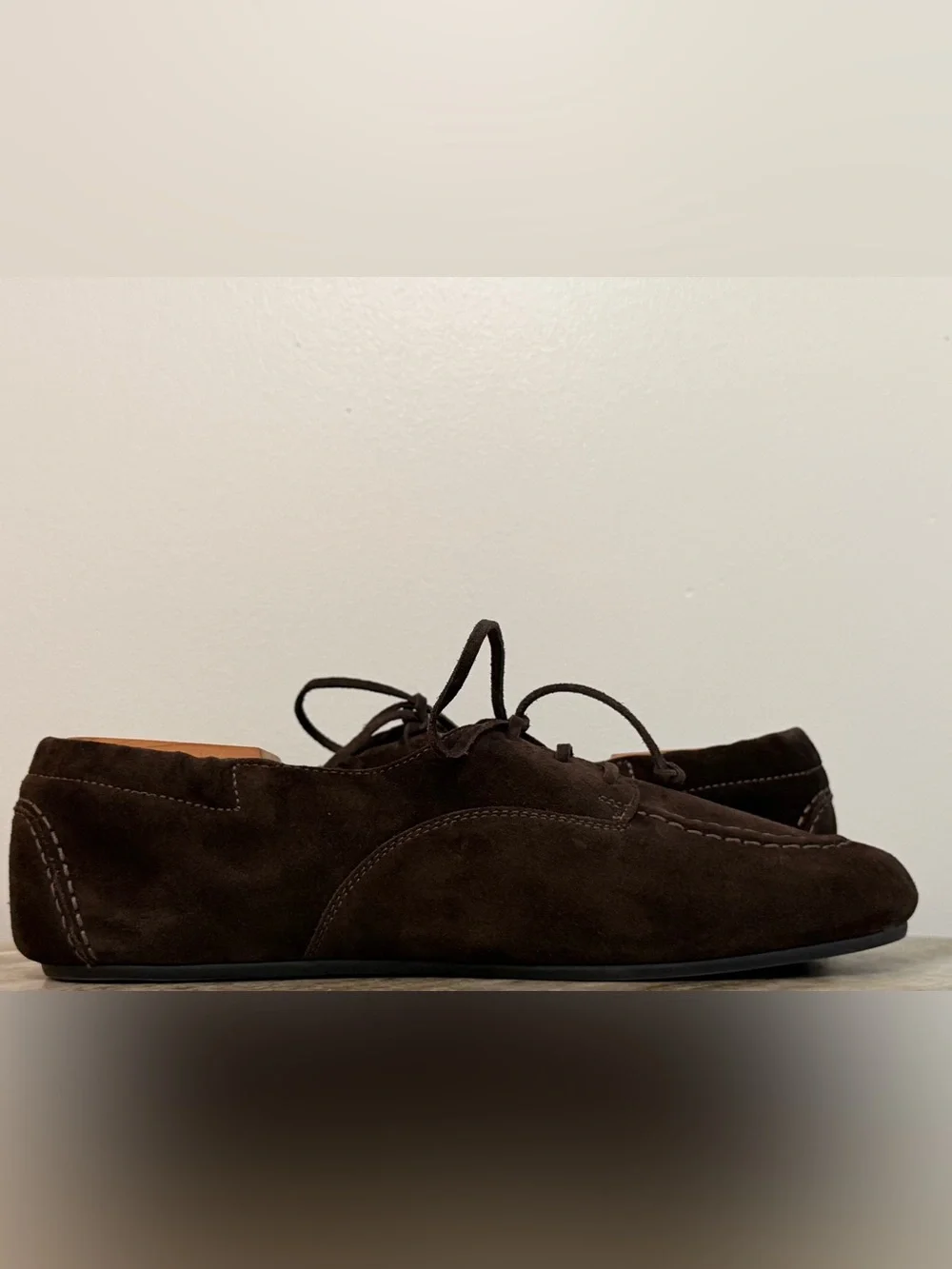 CELINE ADAM DARK BROWN SUEDE BOAT SHOES 44 /12 US $1000 MOCCASINS LACE UPS BALLY